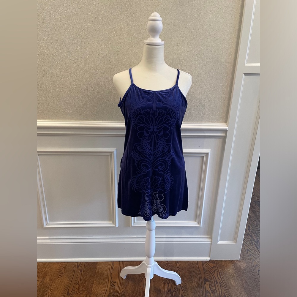 Velvet Blue Patterned Dress